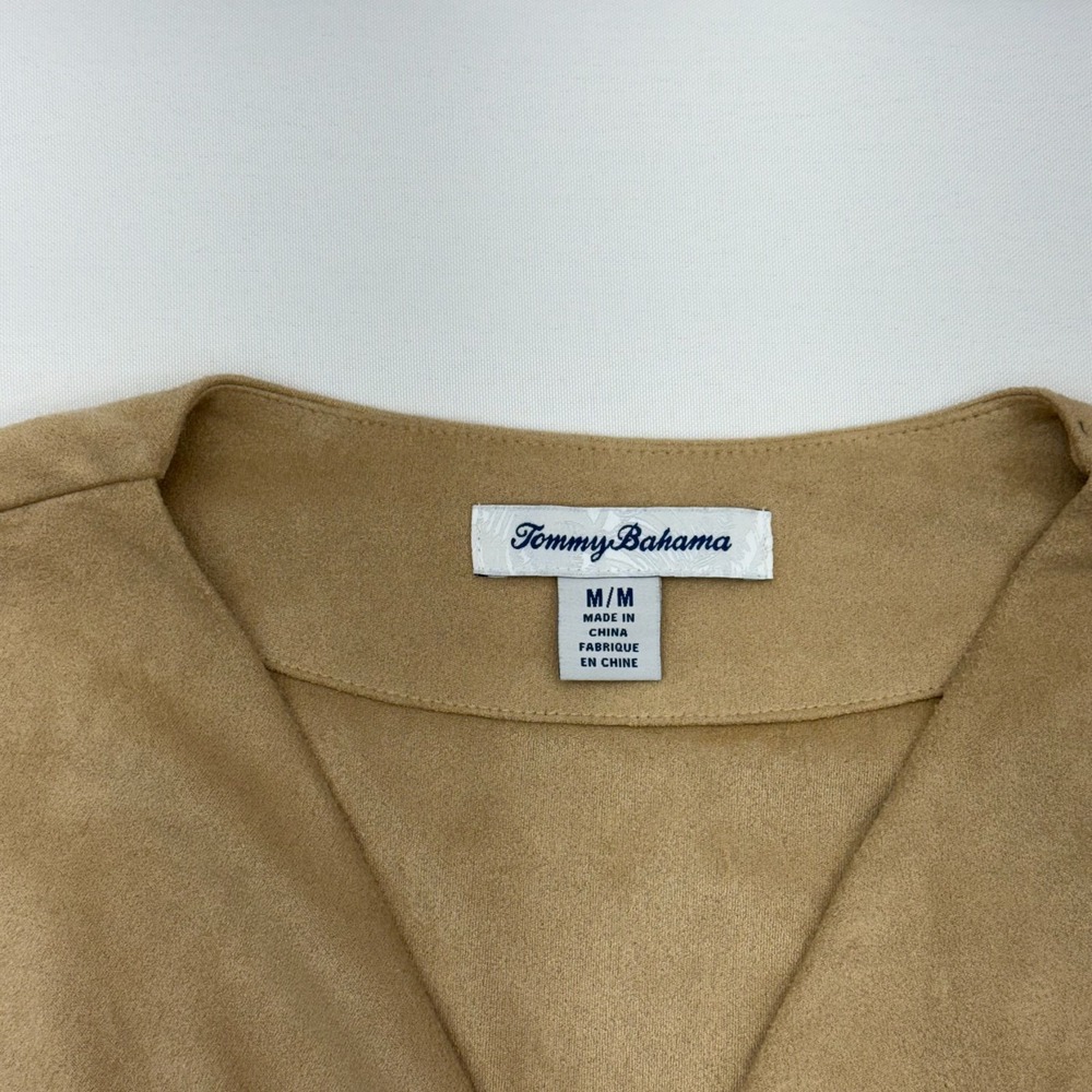 Tommy Bahama Clara Faux Wrap Dress Womens Medium Tan‎ Salina Sands Faux Suede - Picture 4 of 9